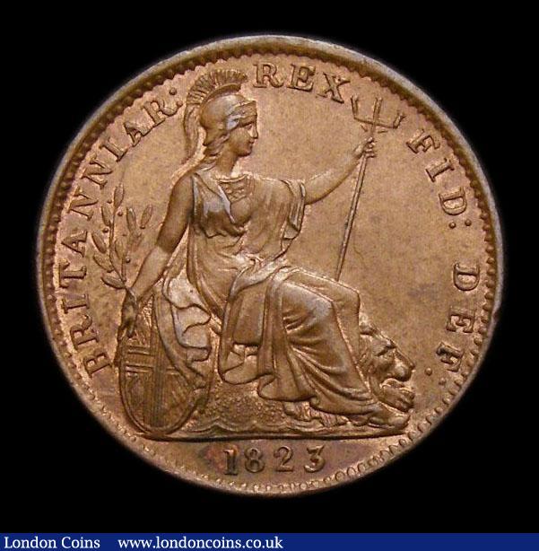 London Coins : A152 : Lot 2156 : Farthing 1823 T in BRITANNIAR has no lower serif, CGS Variety 04, UNC toned, slabbed and graded CGS ...