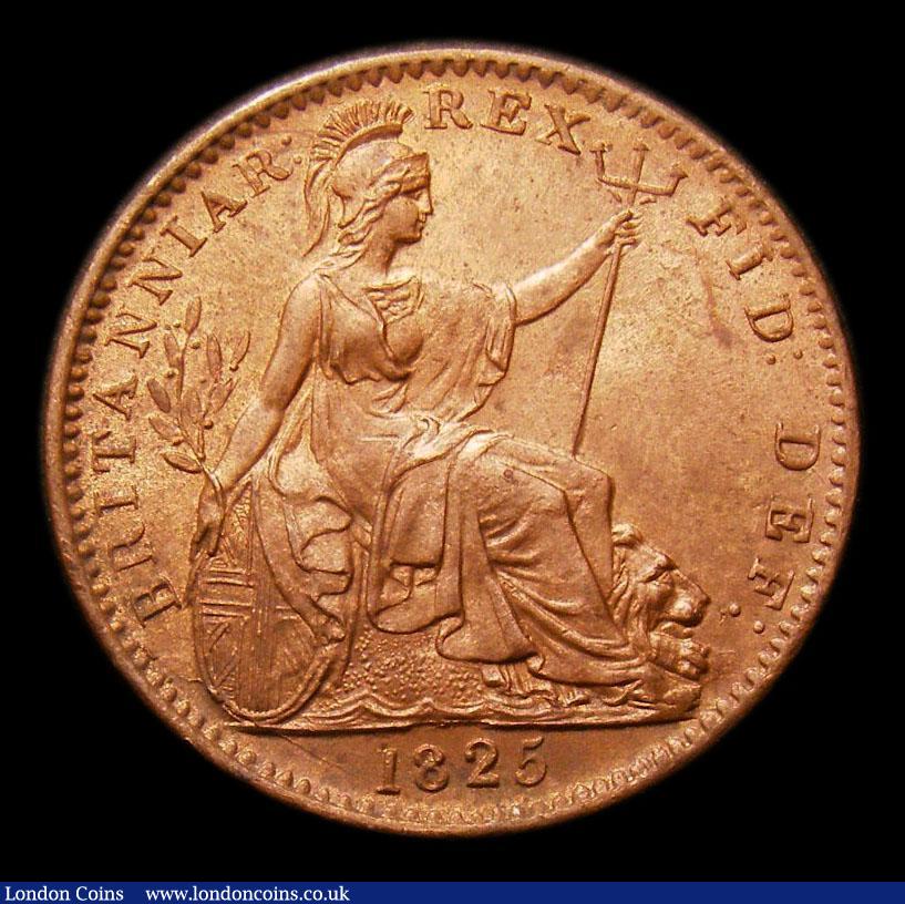 London Coins : A152 : Lot 2161 : Farthing 1825 Obverse 1. third and fourth I's of IIII overstruck, the third I being over a left...