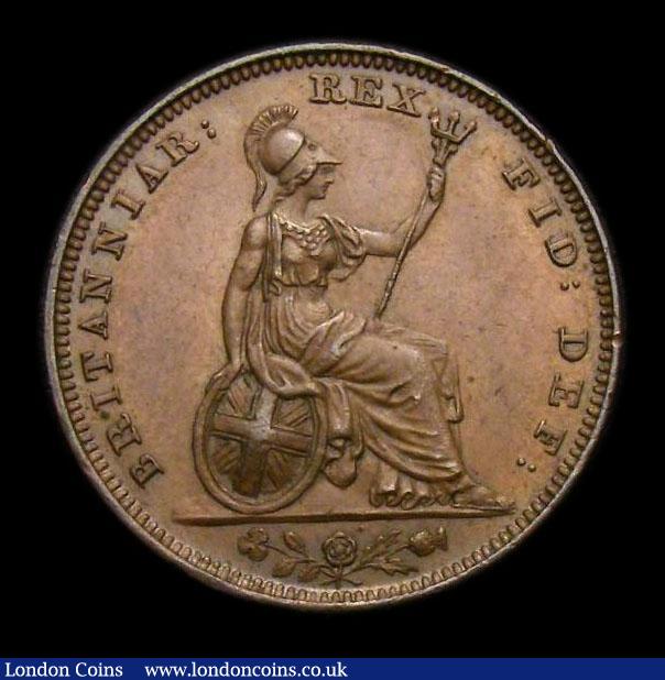 London Coins : A152 : Lot 2170 : Farthing 1827 Peck 1442 Toned UNC with minor cabinet friction, slabbed and graded CGS 80, Ex-London ...