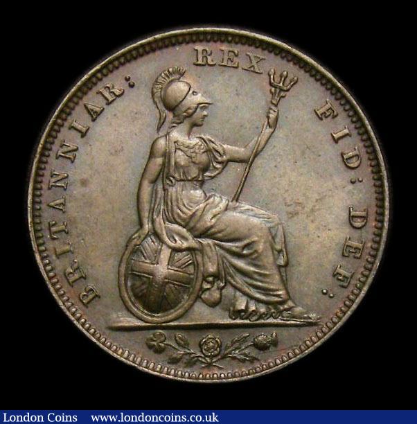 London Coins : A152 : Lot 2173 : Farthing 1829 8 of date open at it's base CGS Variety 02 Toned UNC with minor cabinet friction,...