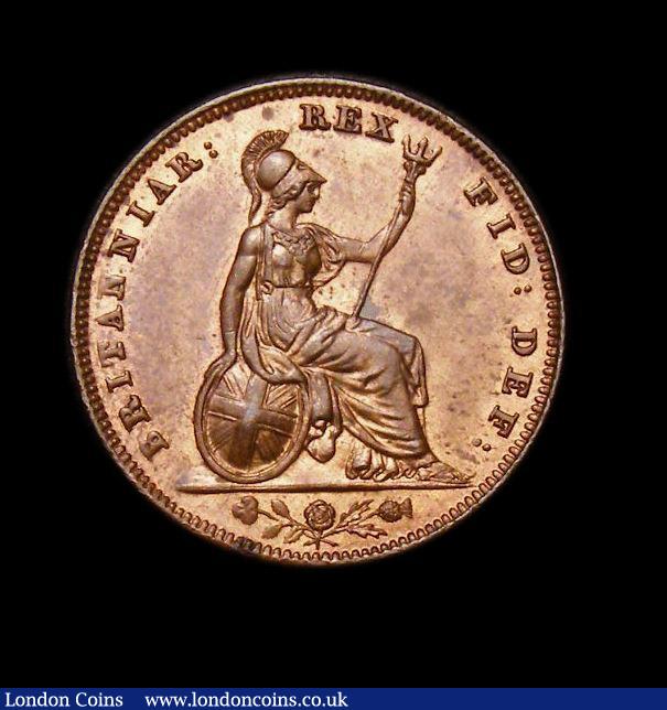 London Coins : A152 : Lot 2182 : Farthing 1837 7 over 1 with 183 in date doubled, CGS variety 04, A/UNC and lustrous with some small ...
