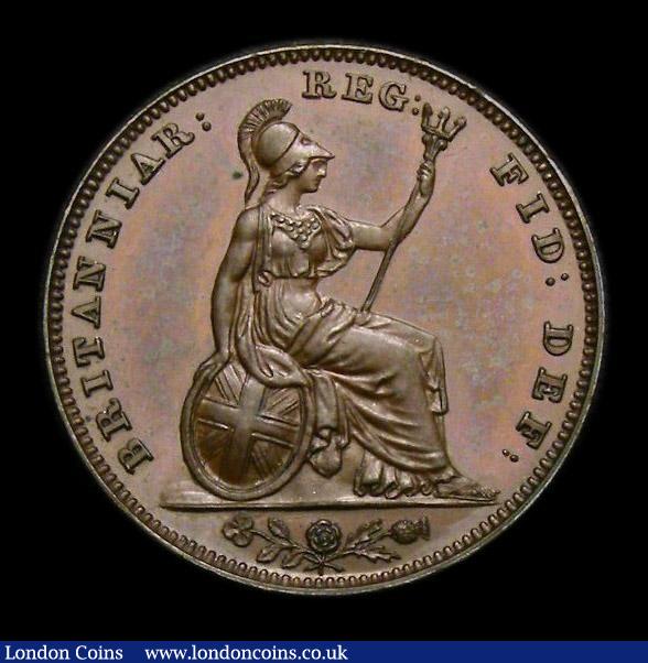 London Coins : A152 : Lot 2188 : Farthing 1839 Bronzed Proof, Reverse Inverted Peck 1557 UNC and attractively toned Ex-Croydon Coin A...
