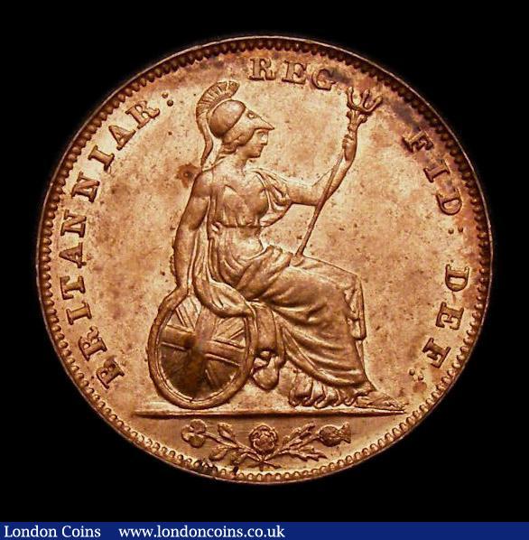 London Coins : A152 : Lot 2195 : Farthing 1841 Unbarred A's in GRATIA CGS Variety 03 Lustrous UNC with a few small tine spots, s...