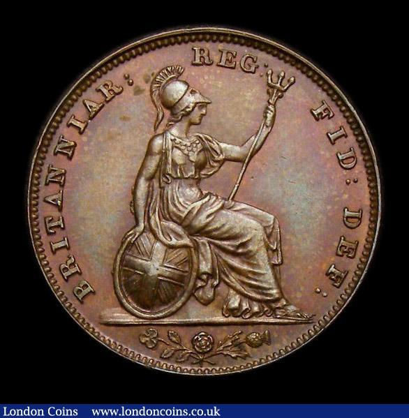 London Coins : A152 : Lot 2196 : Farthing 1842 O in VICTORIA open at the top, CGS Variety 04, AU/GEF and nicely toned, slabbed and gr...