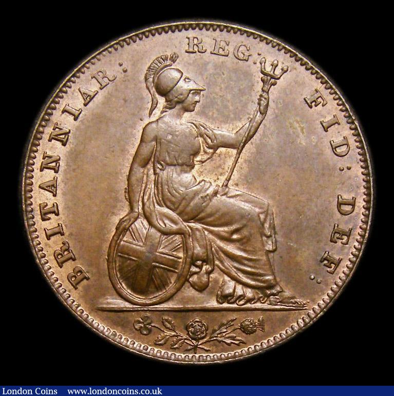 London Coins : A152 : Lot 2198 : Farthing 1843 Peck 1563 A/UNC with a trace of lustre, slabbed and graded CGS 75