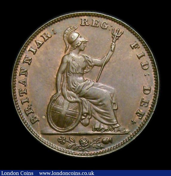 London Coins : A152 : Lot 2208 : Farthing 1845 Reverse B, 5 over Low 5 in date CGS variety 04 GEF nicely toned, slabbed and graded CG...