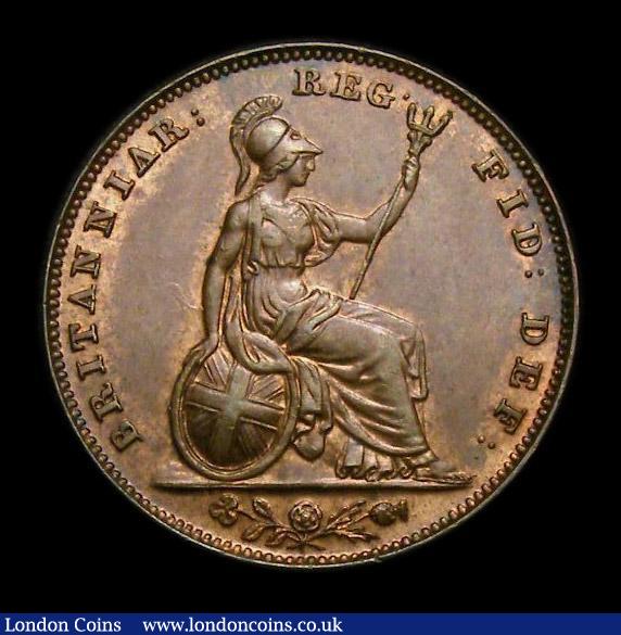 London Coins : A152 : Lot 2210 : Farthing 1845 the date size slightly larger than the commoner 'small date' type Reverse B....