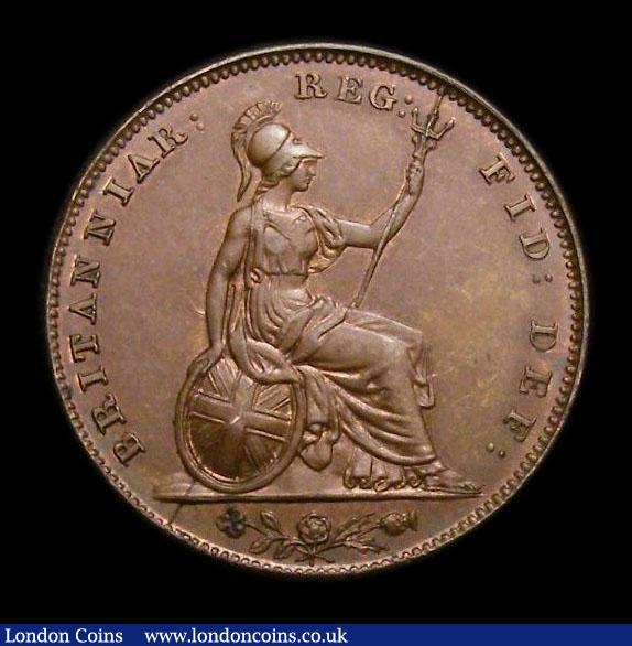 London Coins : A152 : Lot 2215 : Farthing 1848 4 over lower 4 in date UNC or near so, slabbed and graded CGS 75, Ex-Croydon Coin Auct...
