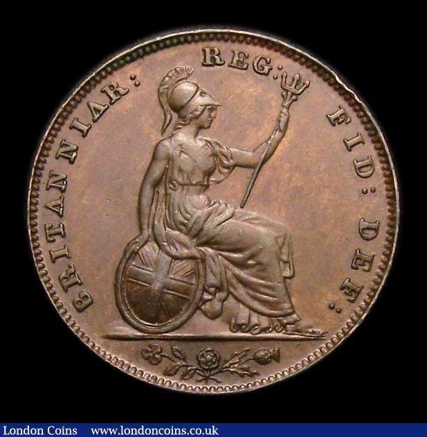 London Coins : A152 : Lot 2227 : Farthing 1851 5 over 4 in date. B in BRITANNIAR has no serifs. A's in BRITANNIAR unbarred. CGS ...