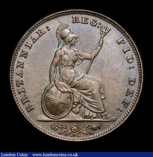 London Coins : A152 : Lot 2230 : Farthing 1852 REG with E over E (underlying E to the right), Unbarred A's in BRITANNIAR, CGS Va...