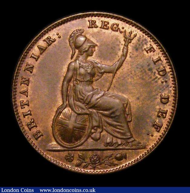 London Coins : A152 : Lot 2235 : Farthing 1853 WW Raised Peck 1575 Choice UNC with traces of lustre, slabbed and graded CGS 82, Ex-PC...