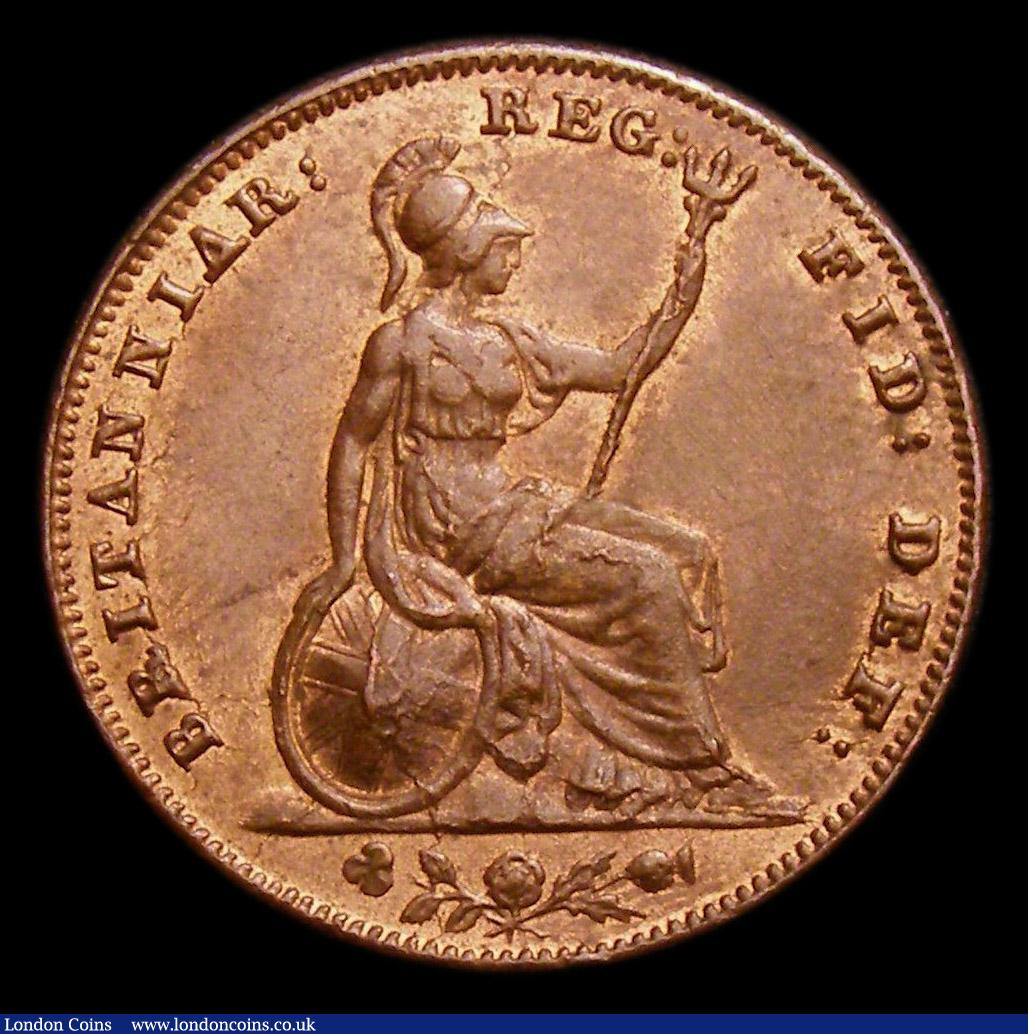 London Coins : A152 : Lot 2237 : Farthing 1854 High break to shamrock stem, CGS Variety 02, UNC with traces of lustre, slabbed and gr...