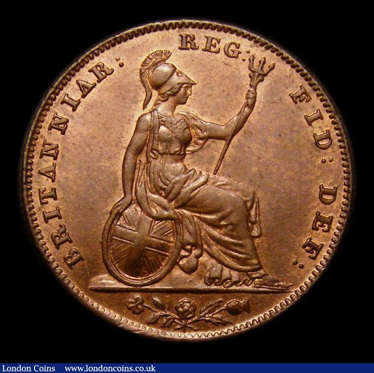 London Coins : A152 : Lot 2238 : Farthing 1854 Peck 1580 Choice UNC with around 35% lustre, slabbed and graded CGS 82, Ex-NGC MS63 RB...