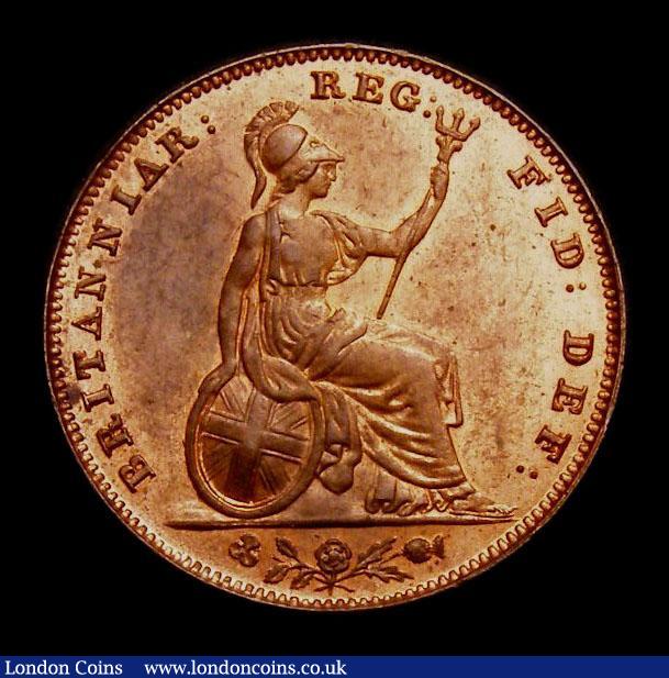 London Coins : A152 : Lot 2243 : Farthing 1857 Detached Shamrock CGS Variety 02, UNC with some lustre, slabbed and graded CGS 80