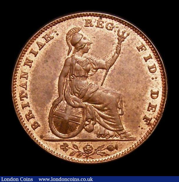 London Coins : A152 : Lot 2245 : Farthing 1857 Unbarred A's in BRITANNIAR CGS Variety 05, UNC with some lustre, slabbed and grad...