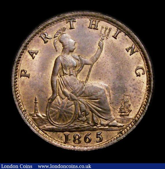London Coins : A152 : Lot 2264 : Farthing 1865 5 over 2 Fat 8 in date CGS Variety 05 UNC with  traces of lustre, slabbed and graded C...