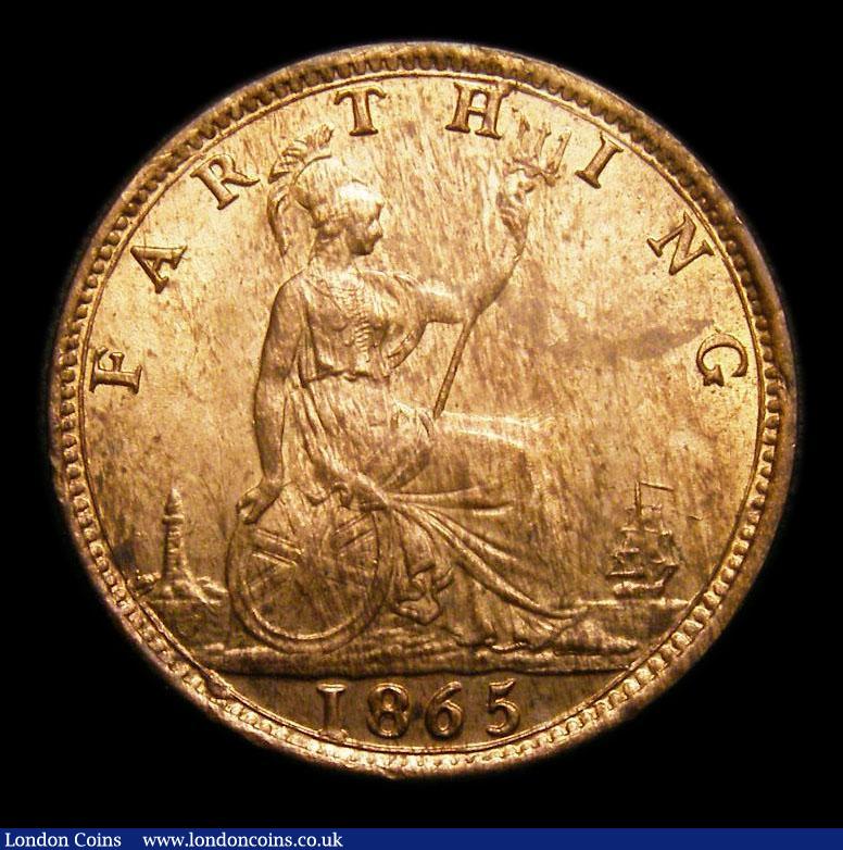London Coins : A152 : Lot 2265 : Farthing 1865 5 over 3 CGS Variety 04 UNC and lustrous, slabbed and graded CGS 80, Ex-London Coins A...