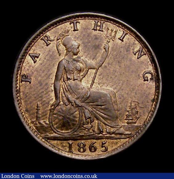 London Coins : A152 : Lot 2266 : Farthing 1865 Large Fat 8 in Date, CGS Variety 02 UNC with lustre, slabbed and graded CGS 80, the fi...