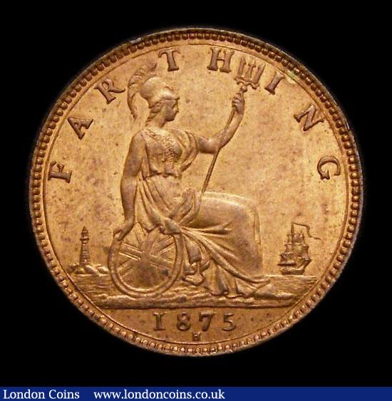 London Coins : A152 : Lot 2279 : Farthing 1875H 4 Berries RF.G, Freeman 532 dies 5+C, UNC with lustre, slabbed and graded CGS 82, Ex-...