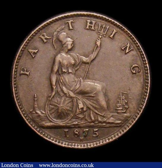 London Coins : A152 : Lot 2281 : Farthing 1875H 5 Berries Small date Freeman 530 dies 3+C, slabbed and graded CGS 45, Very Rare, rate...