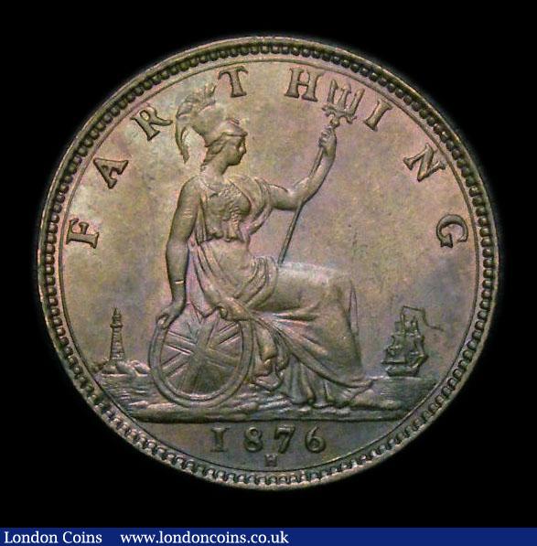 London Coins : A152 : Lot 2283 : Farthing 1876H Small 6 RF.G CGS Variety 01 UNC and lustrous, slabbed and graded CGS 78, 