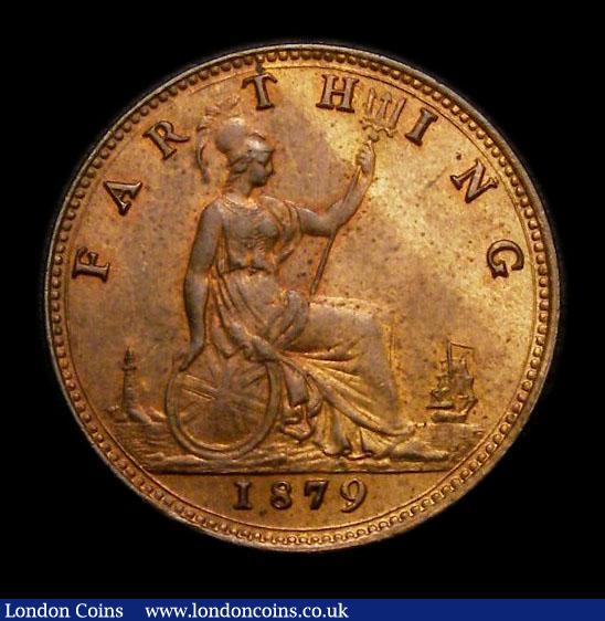 London Coins : A152 : Lot 2285 : Farthing 1879 Large 9 in date Freeman 540 dies 5+C Unc with good subdued lustre, slabbed and graded ...