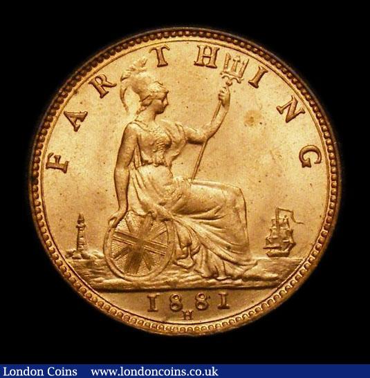 London Coins : A152 : Lot 2290 : Farthing 1881H Cooke type B CGS Variety 06, Choice UNC and lustrous, slabbed and graded CGS 85, the ...