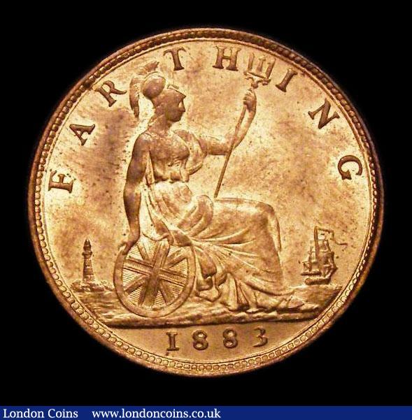 London Coins : A152 : Lot 2293 : Farthing 1883 Perfect F in F:D: Choice UNC and lustrous slabbed and graded CGS 82 the joint finest o...
