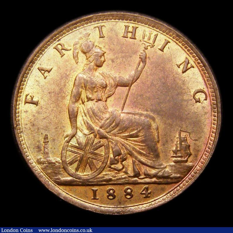 London Coins : A152 : Lot 2294 : Farthing 1884 Freeman 569 dies 553 dies 7+F UNC with traces of lustre, slabbed and graded CGS 80