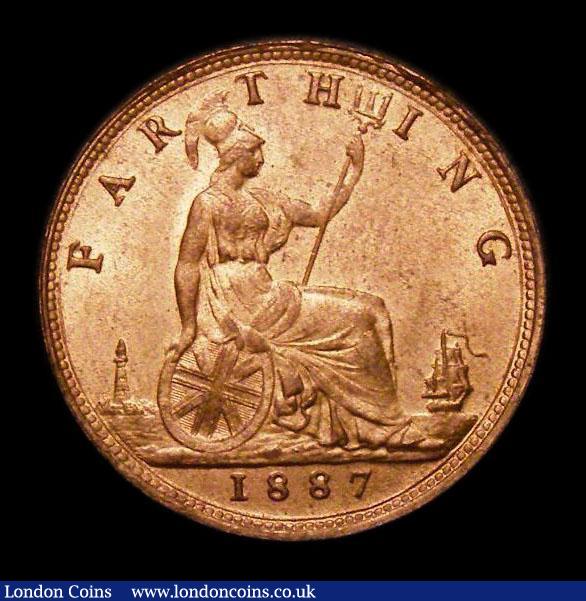 London Coins : A152 : Lot 2295 : Farthing 1887 Freeman 559 dies 7+F, Choice UNC and lustrous, slabbed and graded CGS 82, the joint fi...