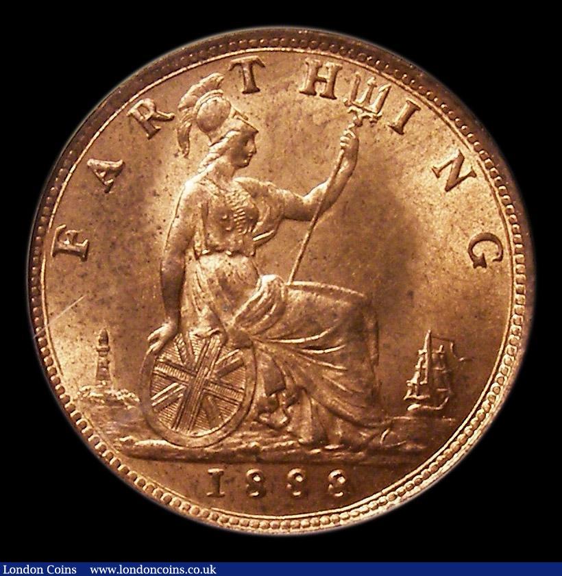 London Coins : A152 : Lot 2296 : Farthing 1888 Freeman 560 dies 7+F, choice UNC and lustrous, slabbed and graded CGS 85, Ex-London Co...