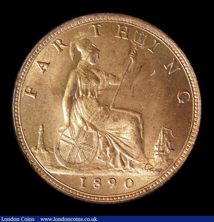 London Coins : A152 : Lot 2297 : Farthing 1890 Wide Date Freeman 562 dies 7+F, Choice UNC and lustrous, slabbed and graded CGS 82