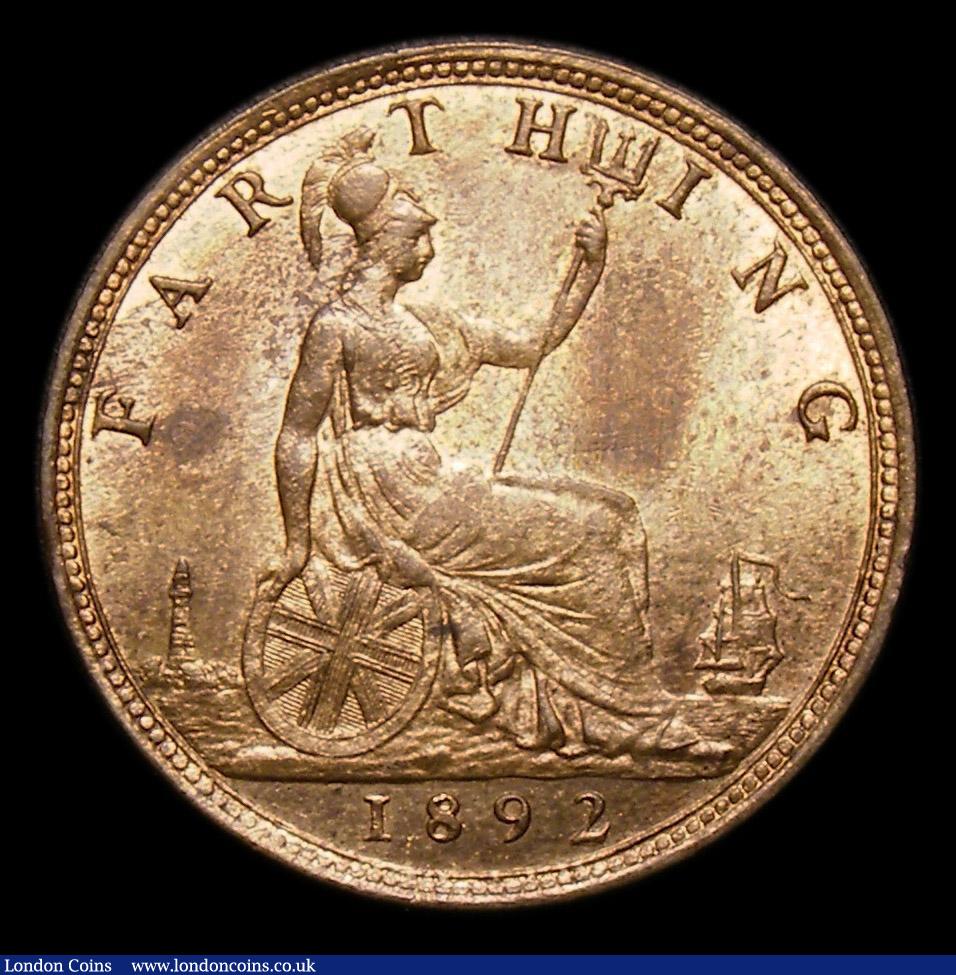London Coins : A152 : Lot 2298 : Farthing 1892 Freeman 566, UNC and lustrous, slabbed and graded CGS 80, formerly in an NGC holder an...