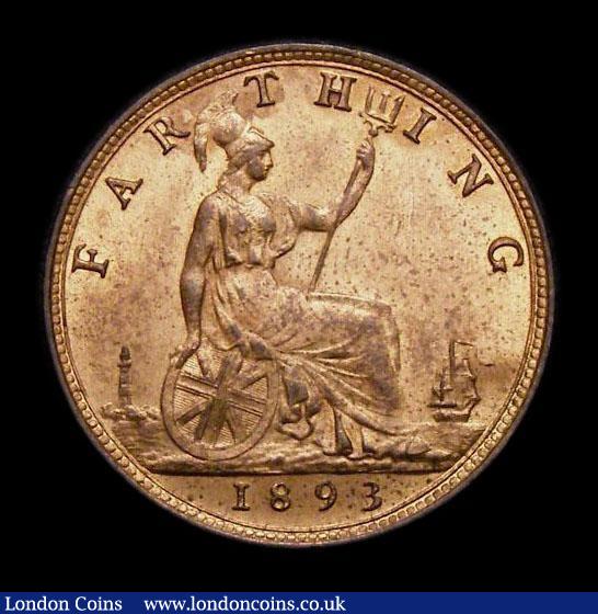 London Coins : A152 : Lot 2299 : Farthing 1893 Normal Date CGS Variety 02, Choice UNC and lustrous, slabbed and graded CGS 85, the jo...
