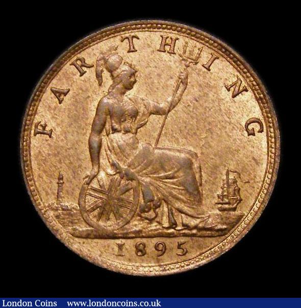 London Coins : A152 : Lot 2300 : Farthing 1895 Bun Head Freeman 570 dies 7+F UNC and lustrous, a little streaky on the obverse, slabb...