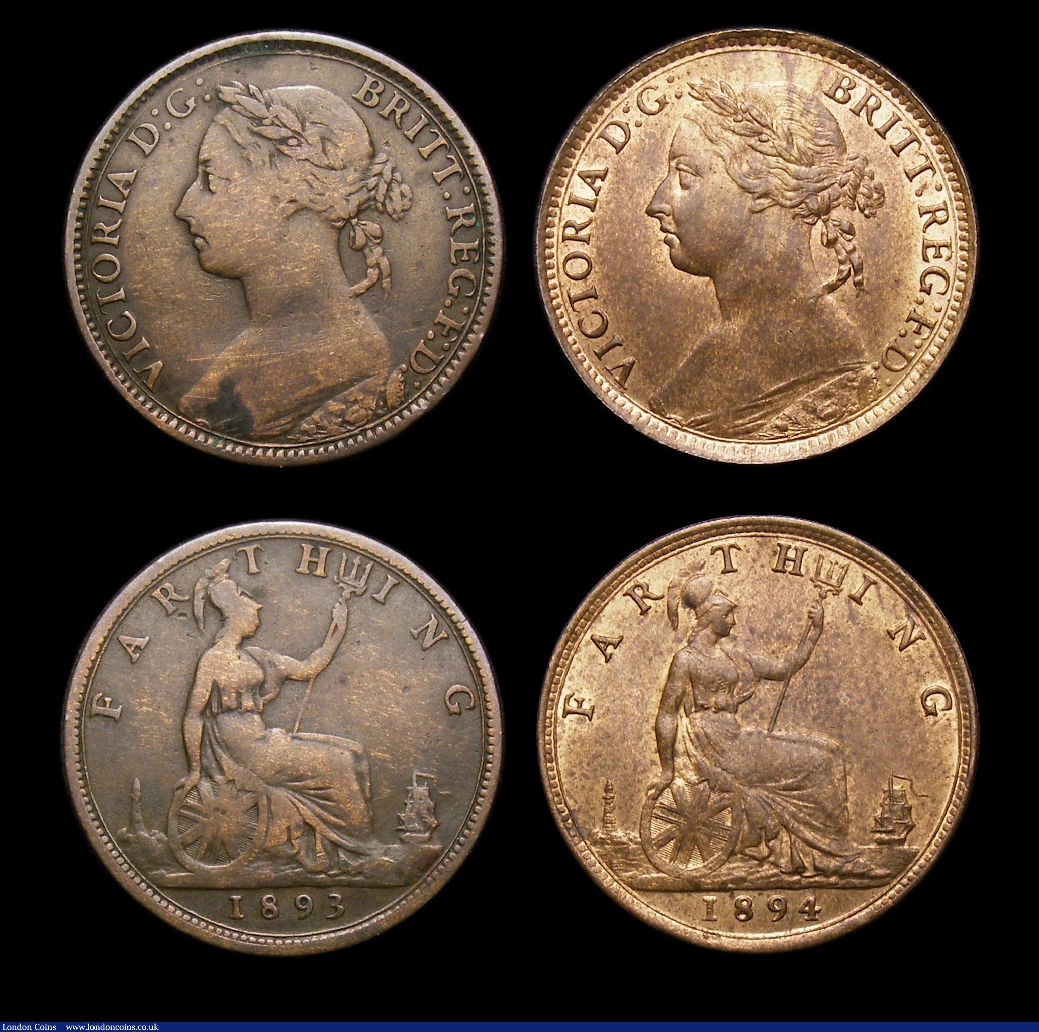 London Coins : A152 : Lot 2311 : Farthings (5) 1735 3 over 3 Peck 863* Fine, slabbed and graded CGS 20, 1829 Peck 1444 A/UNC, slabbed...