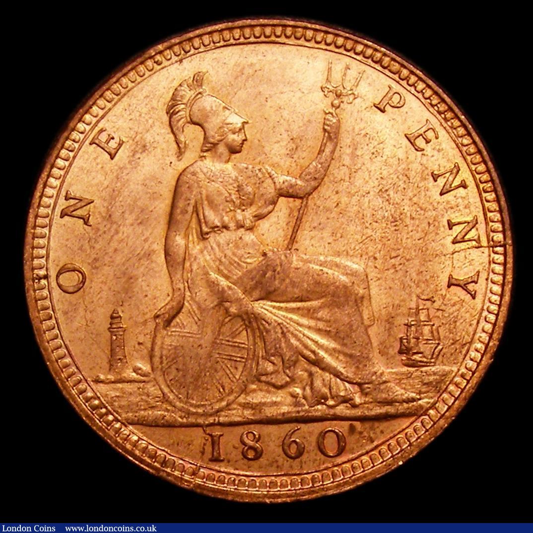 London Coins : A152 : Lot 2367 : Penny 1860 Toothed Border N over sideways N in ONE, Gouby BP1860 JA, Satin 11, UNC with practically ...