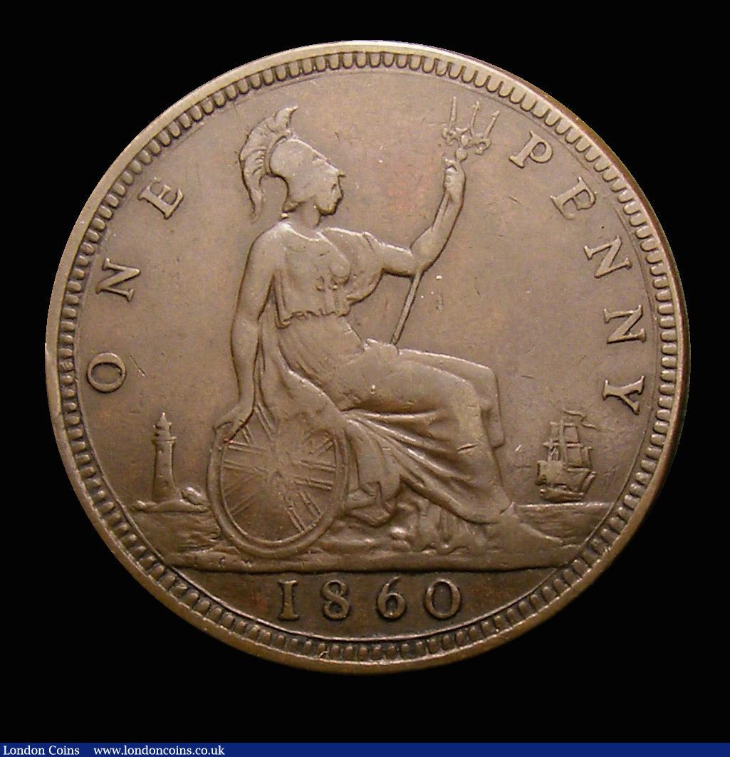 London Coins : A152 : Lot 2370 : Penny 1860 Toothed Border, E of PENNY over P unlisted by Freeman, Freeman dies 4+D, Satin 15, Gouby ...