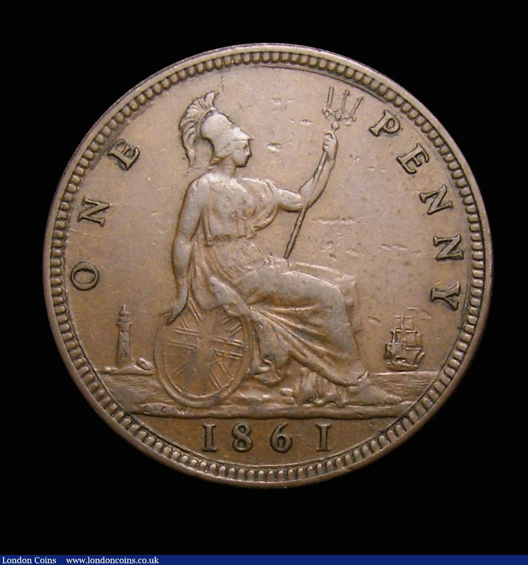 London Coins : A152 : Lot 2374 : Penny 1861 Freeman 18 dies 2+D rated R13 by Freeman, probably rarer than Freeman suggests, VF the ob...