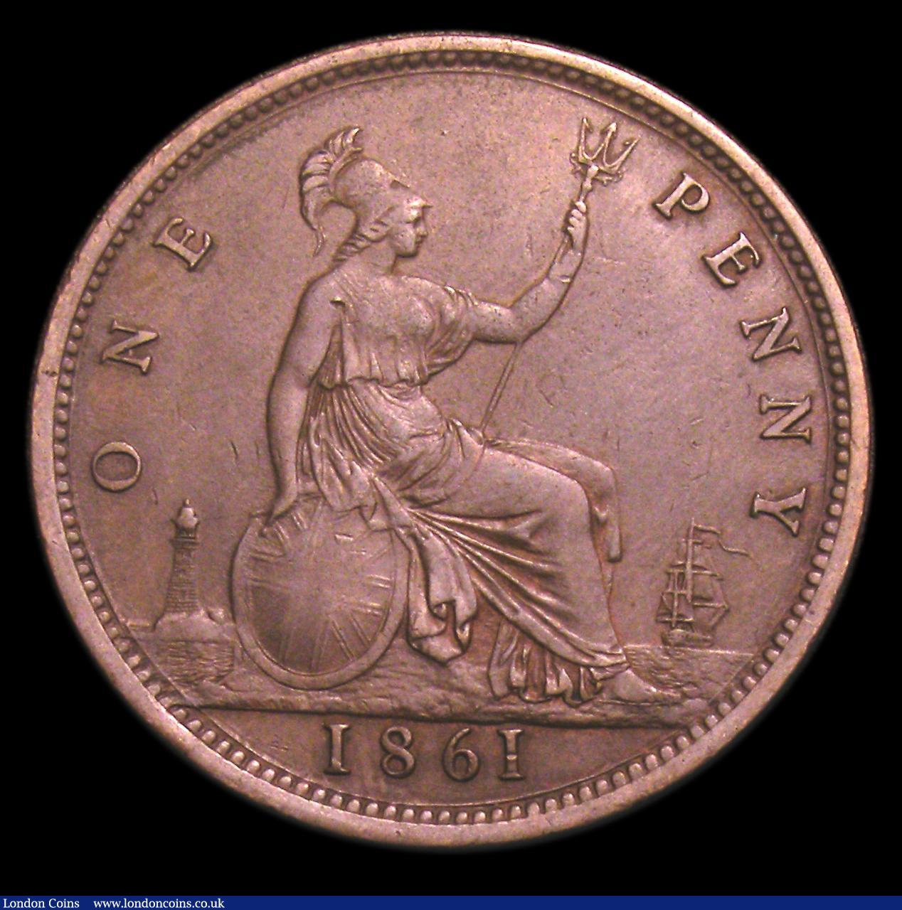 London Coins : A152 : Lot 2375 : Penny 1861 Freeman 20 dies 2+G Fine, once lightly cleaned, now retoned, with some contact marks, Ex-...