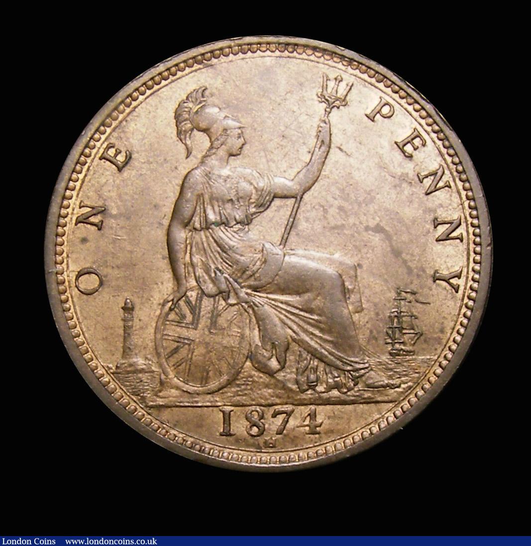 London Coins : A152 : Lot 2420 : Penny 1874H Freeman 68 dies 6+H EF and lustrous, rare, Ex-Croydon Coin Auction 21/11/2000 hammer pri...