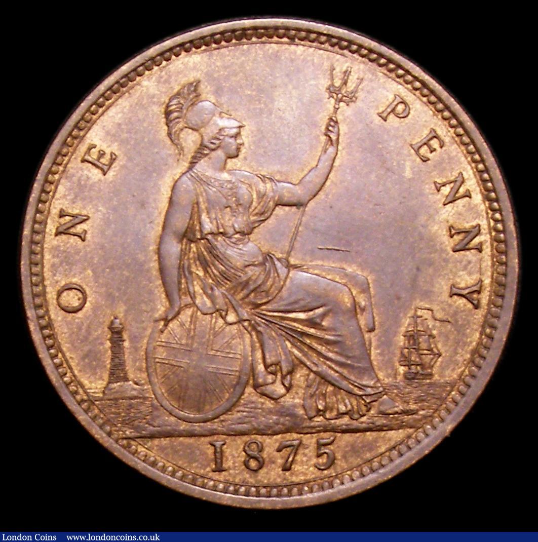 London Coins : A152 : Lot 2426 : Penny 1875 Freeman 79 dies 8+G GEF with traces of lustre, Ex-Croydon Coin Auction 17/11/1998 Lot 186...