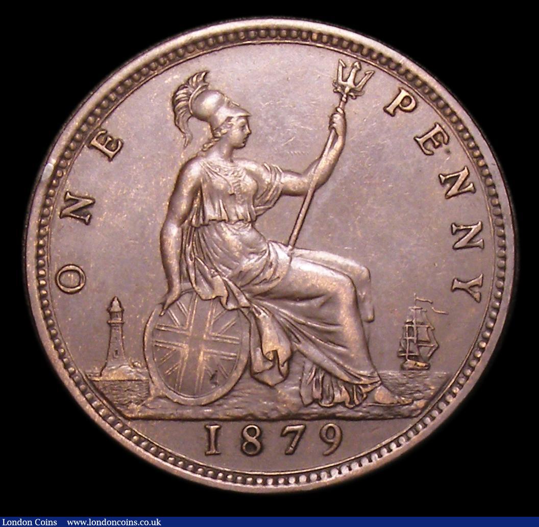London Coins : A152 : Lot 2435 : Penny 1879 Freeman 96 dies 8+J VF with a surface mark on the shield, Ex-Croydon Coin Auction 8/9/199...