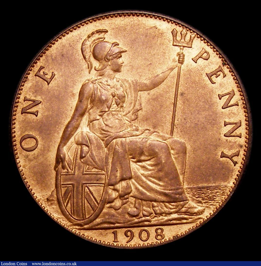 London Coins : A152 : Lot 2472 : Penny 1908 Matt Proof, as Freeman 167 dies 2+D, About as struck with subdued lustre, some small spot...