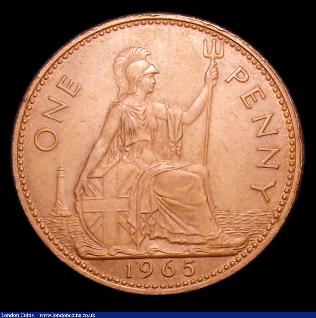 London Coins : A152 : Lot 2491 : Penny 1965 Mint Error - Mis Strike, struck on a thicker heavy flan and weighing 12.11 grammes, A/UNC...