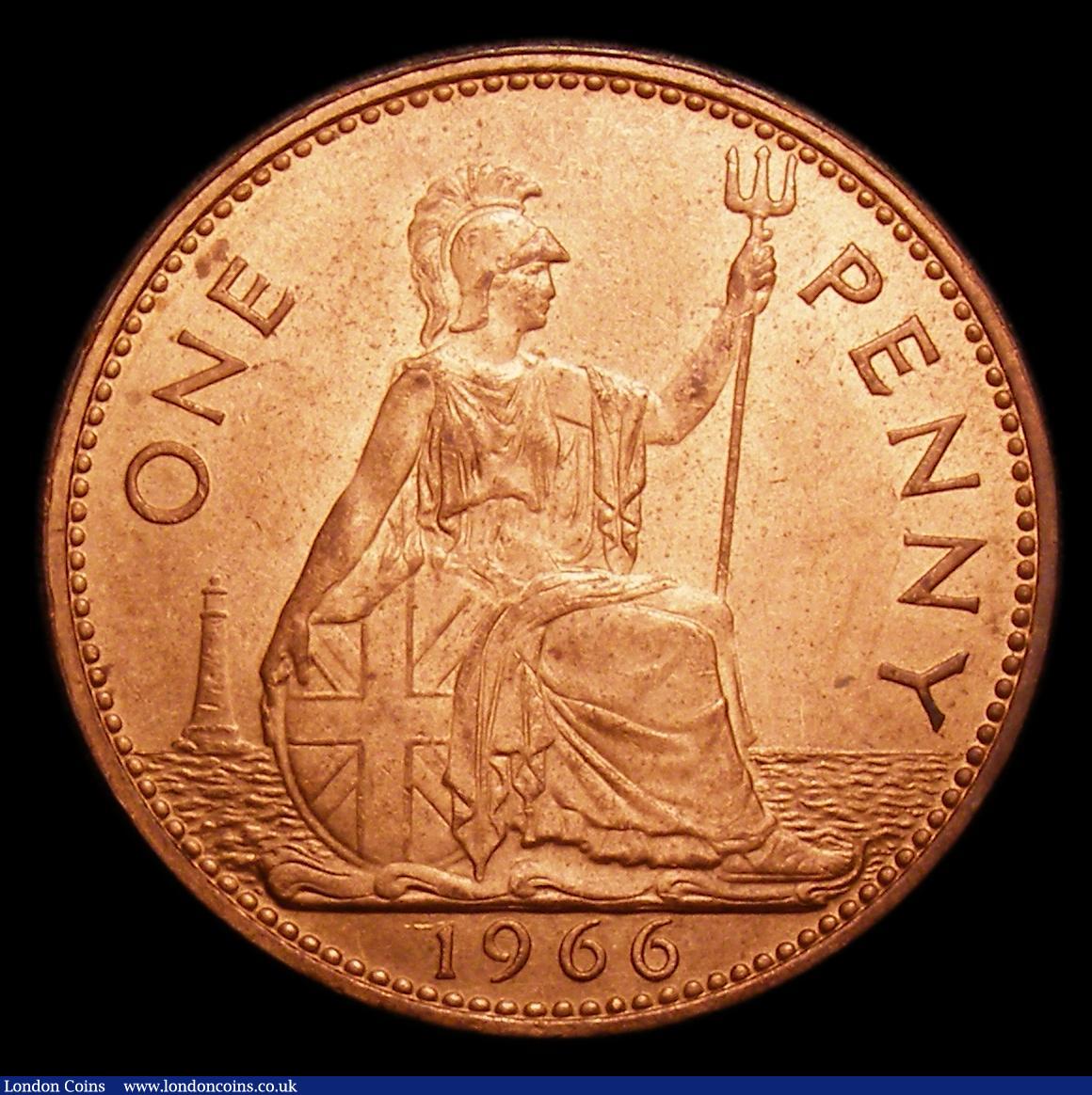 London Coins : A152 : Lot 2493 : Penny 1966 Mint Error - Mis Strike, struck on a thicker heavy flan and weighing 11.14 grammes, UNC a...