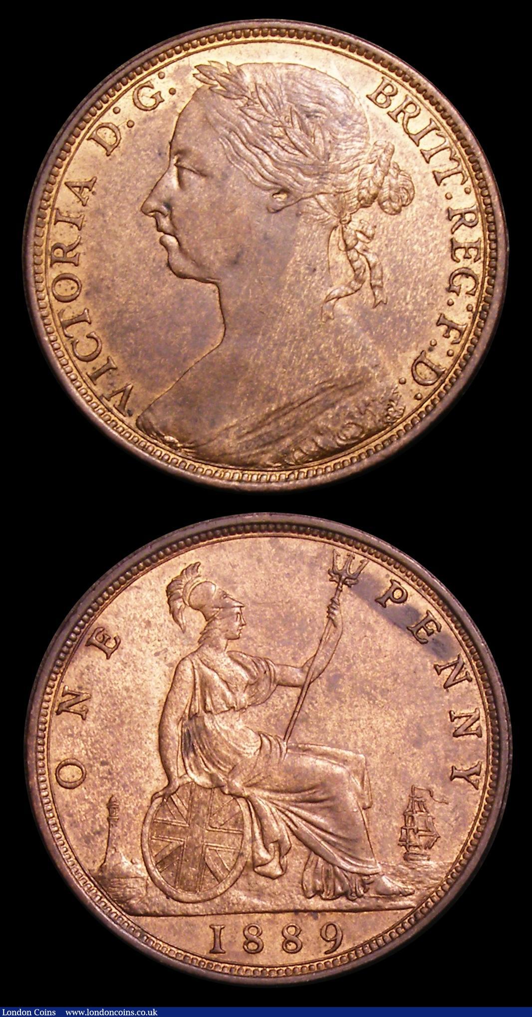 London Coins : A152 : Lot 2504 : Pennies (2) 1888 I's in VICTORIA have no top left serifs Freeman dies 12+N EF with traces of lu...