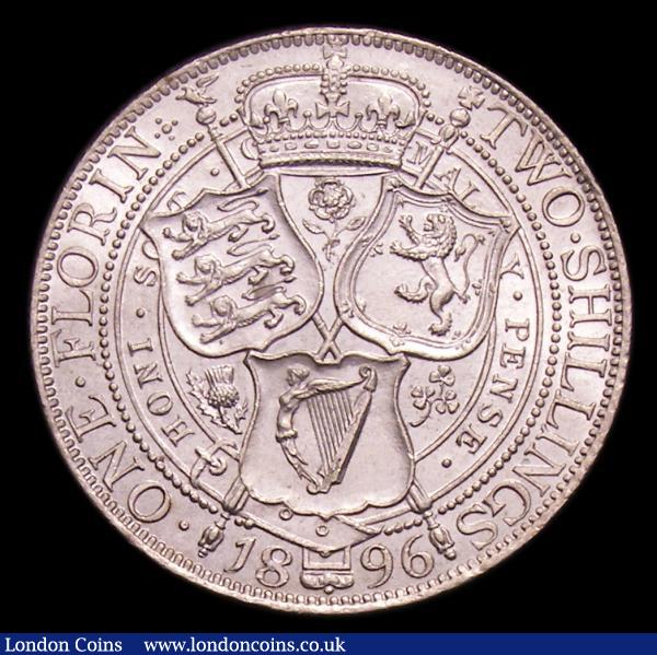 Florin 1896 ESC 880 Davies 842 dies 2A a scarcer  die pairing for this date, GEF/AU with some contact marks, only the second example we have offered : English Coins : Auction 152 : Lot 2737