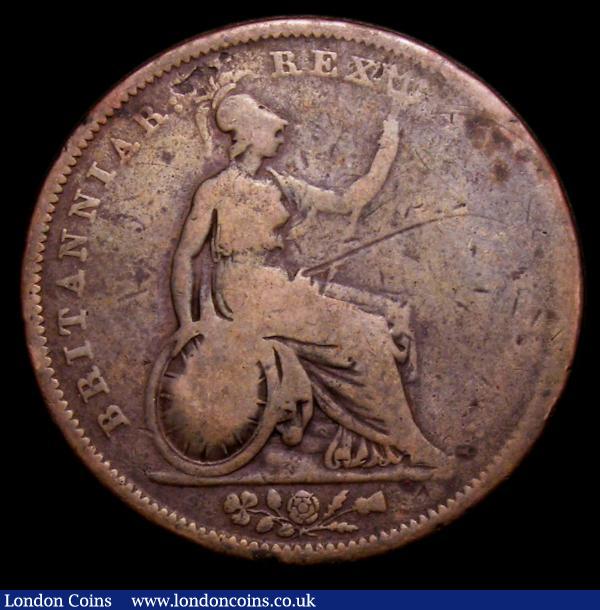 Penny 1827 Peck 1430 VG and pitted with some verdigris : English Coins : Auction 152 : Lot 3102