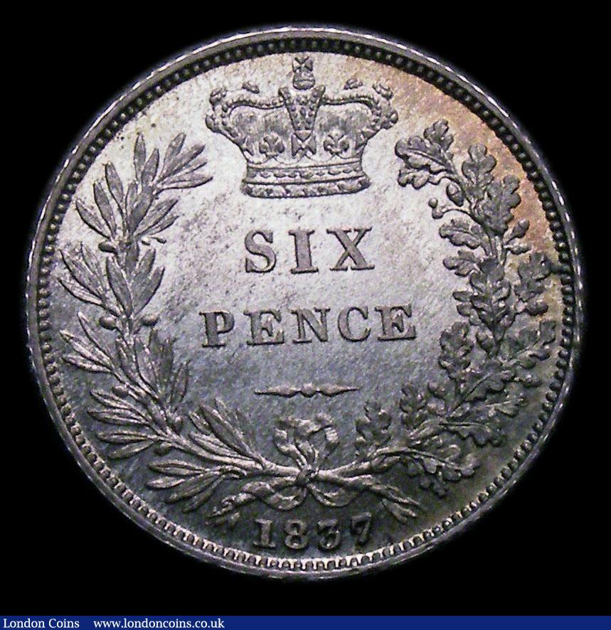 London Coins : A152 : Lot 3430 : Sixpence 1837 Milled Edge Proof ESC 1681 nFDC with attractive old toning, the reverse choice, Excess...